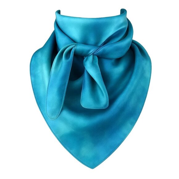 Turquoise Wild Rag Large Scarf 35x35 Inches Satin Western Accessory Cowgirl or C - Picture 1 of 7
